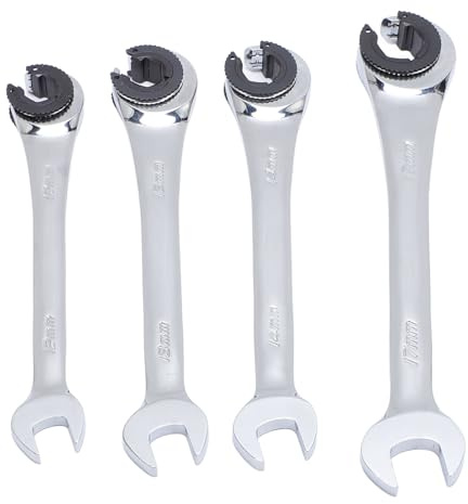 Marhynchus 4-teiliges Ratschenschlüssel-Set, Ratschenschlüssel-Set, Zahnradschlüssel-Set, 10 Mm, 12 Mm, 14 Mm, 17 Mm, Ratschenschlüssel mit Offenem Ende für Leitungsmuttern von