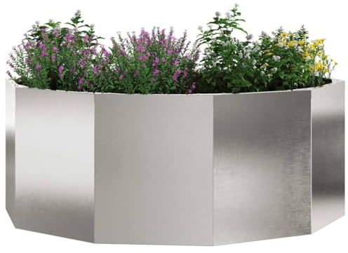 vidaXL Pflanzkübel Silber 90 x 90 x 35 cm Edelstahl, Garten- und Terrassenplanter, Moderne Stahlbehälter, langlebige Töpfe, runde Pflanzgefäße für die Terrasse