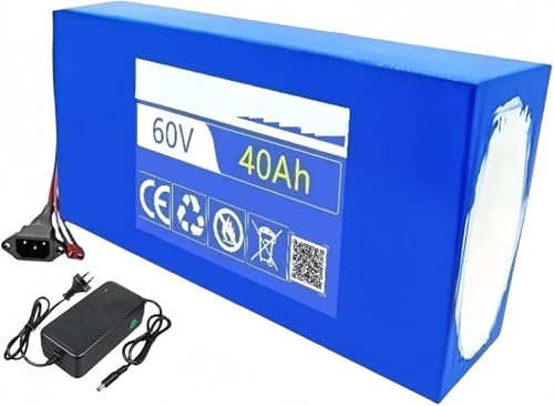 60V 40Ah E-Bike Battery Waterproof PVC Lithium Electric Bicycle Battery for 2000W -500W Motor with 67.2V2A Charger 60V 40Ah,T