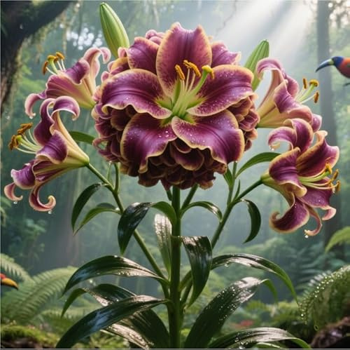 Selten Lilium-Rhizom – Lilien - üPpig GrüNe BläTter, Pflegeleicht, Perfekt FüR Haus Und Garten-2 Rhizom-I