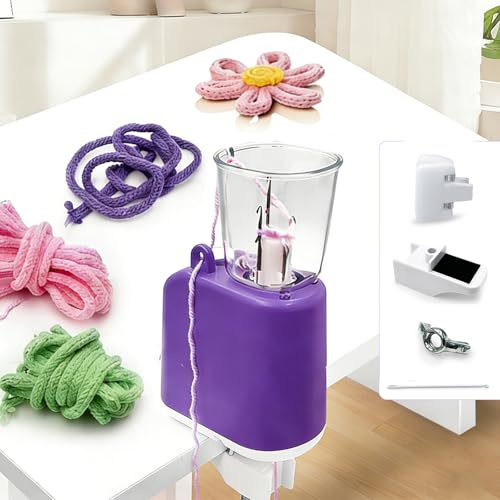 GAESHOW Molinillo de tejer, máquina de tejer eléctrica, cuerda decorativa, máquina de tejer automática, máquina de ganchillo para adultos, principiantes (morado)