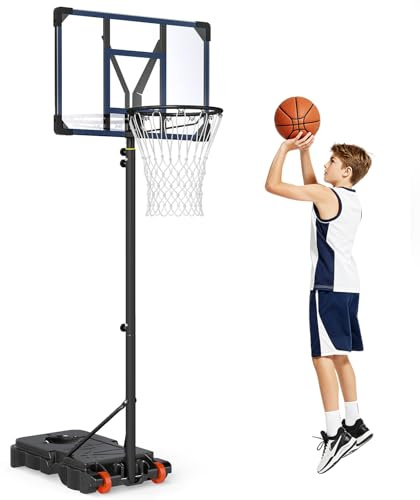 LIFEZEAL Panier de Basket-Ball Portable, Hauteur Réglable, Panier de Basket-Ball avec Support, Tube Central Amovible et Roues, Support de Basketball avec Base 32 l pour Extérieur