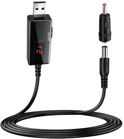 Câble USB vers DC, Convertisseur USB Boost 5V à 9V/12V avec Affichage LED Convertisseur Step-Up Portable Routeur, Ventilateur, Lampes, Bandes LED, Panneaux Solaires, Adaptateur USB Alimentation Mobile