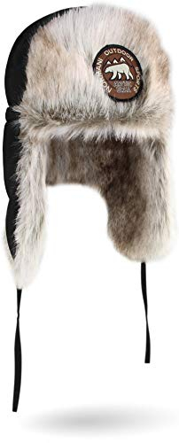 normani Unisex Wintermütze Winterkappe Arctic Ursa aus Synthetik-Pelz mit Ohren- und Nackenwärmer Farbe Schwarz Größe M/57
