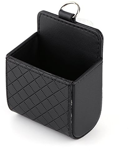 Qiilu Ablagefächer Auto, Autotasche Auto Auslass Handy Smartphone Tasche Organizer Halter Ablage Korb Box PU Leder