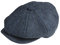 Peaky Blinders 'Newsboy' Style Flat Cap -Tweed Wool Fabric Variations (Large ( 59cm ), Blue Herringbone)