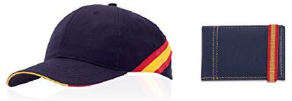 crisandecor Gorra Azul Bandera DE ESPAÑA con Tarjetero Cinta ELÁSTICA Bandera ESPAÑA