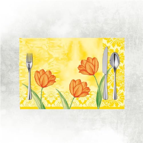 Mank GmbH Tischsets aus Airlaid 40 cm x 30 cm Platzset aus stoffähnlichem Material für Gastronomie und Feiern ideal 100 Stück Sally Blumen Sets Untersetzer Tisch Deko Sommer