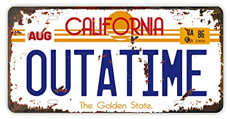 PEI's Outatime Back to The Future Nummernschild-Erinnerungsstück, geprägt, Nachbildung, Delorean Film-Requisite, Metall, gestanzt, 30,5 x 15,2 cm