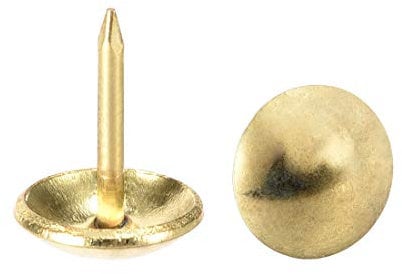 sourcing map Upholstery Nails Tacks 10mm Dia 11mm Height Round Thumb Push Pins Gold Tone for Furniture Sofa Headboards, 50 Pcs