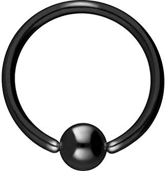 PIERCINGLINE Titan Klemmkugelring BCR Piercing Ring Lippe Ohr Tragus Helix Schwarz 3 x 0,8 x 6 mm