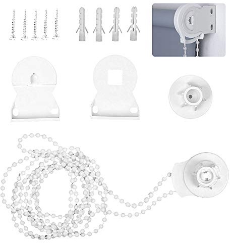 25mm Roller Blind Fitting Kit Heavy Duty Roller Shade Fitting Clutch Replacement Repair Kit with Bracket and Bead Chain White