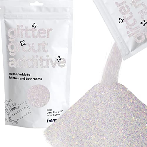 Hemway Glitter Grout Additive - Mother of Pearl Iridescent | Ultrafine Flakes for Adding Sparkle to Kitchen & Bathroom Tiles | Enhance Your Indoor Grouting Projects with a Sparkly Effect | 100 g