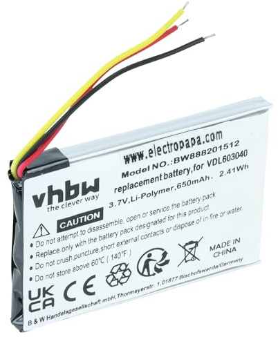 vhbw Akku kompatibel mit Marshall MID | Major III Bluetooth, Monitor Wireless Headset Kopfhörer (650 mAh, 3,7 V, Li-Polymer)