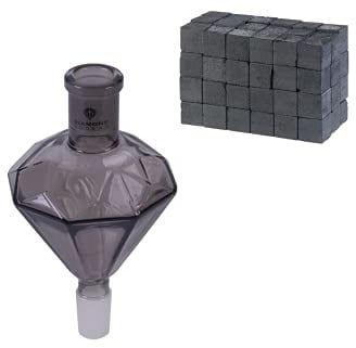 Premium Shisha Molassefänger gegen Verschmutzung + 1KG Kohle - Hookah Molassenfänger für Wasserpfeifen mit 18/8 Schliff und Extra gehärtetes Borosilikatglas (Schwarz)