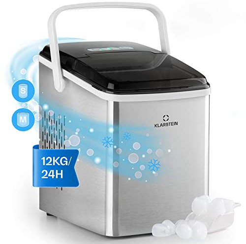 Klarstein Machine a Glacons pour la Maison, Capacité de 2L, Fabrique Rapidement Jusqu'à 12kg de Glacons, Machine a Glaces Petits et Grands Glaçons en Forme de Balles, Autonettoyante, Ice Maker