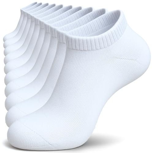 TIBISI Mens Trainer Socks Sports Socks White Black Grey (pack of 10) Running Athletic Ankle Socks Breathable Cotton Low Cut Socks for Men Women Ladies