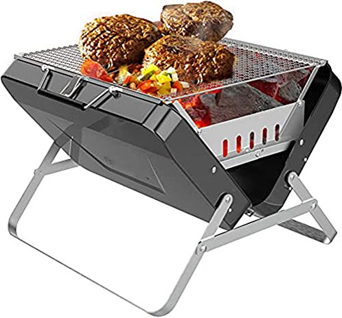 AMAZOM Holzkohlegrill Mit Tragbarem Koffer, Tragbarer Holzkohlegrill Mit 2 Kochnetzen, Platzsparender Grill Grill Perfekt Für Picknick, Camping, Outdoor
