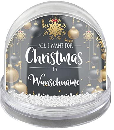 printplanet® - Schneekugel mit eigenen Namen Personalisieren - Motiv: All I Want for Christmas