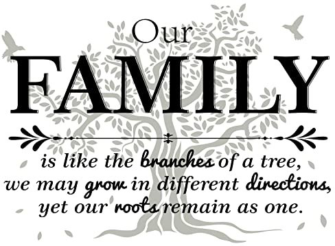 PLIGREAT Family Tree Quotes Wall Stickers, Removable Vinyl Peel and Stick Wall Decals for Dining Living Room Bedroom Wall Decorations Apartment Rented House Home Indoor DIY Wall Art Decor