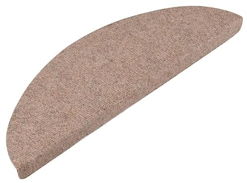vidaXL Alfombrilla Autoadhesiva de Escalera 15 uds, Alfombra Antideslizante de Escalera, Protector de Peldaño, Tela Beige 56x17x3 cm