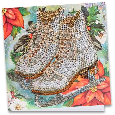 Ideen mit Herz Diamond-Painting-Grußkarte | Strass-Edition | 16 x 16 cm | 370 g/m² | inkl. Steine, Umschlag & Werkzeug (Schlittschuhe)