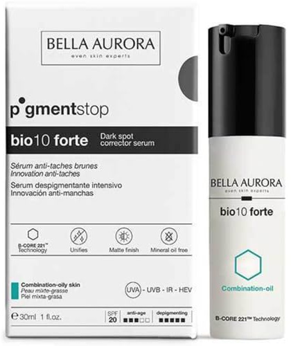 Bella Aurora Bio10 Forte Crema Antimacchia Viso Intensiva, Crema Schiarente per Macchie Scure e Solari, Trattamento Anti Macchie Viso Donna e Uomo, Schiarisce e Uniforma l'Incarnato della Pelle