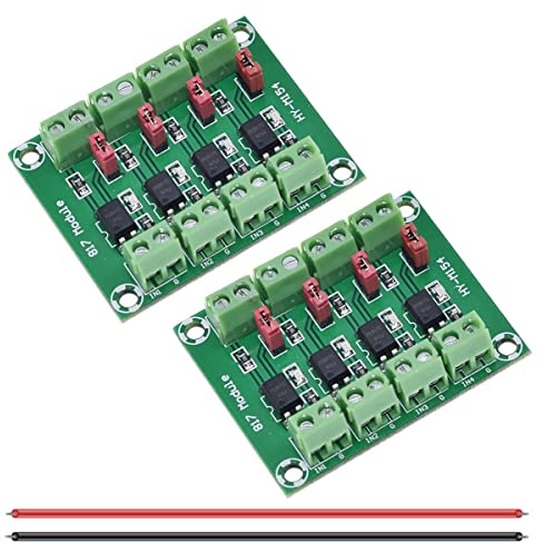 DAOKAI 2 Stück PC817 4-Kanal-Optokoppler-Isolationsmodul 3,6-30 V Spannungswandler-Treiber Photoelektrisch isolierte Platine für Steuerrelais mit 24 AWG-Draht