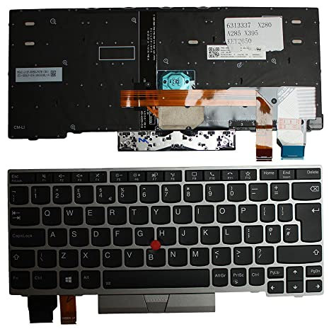 Power4Laptops UK Layout With Pointer Silver Frame Backlit Black Replacement Laptop Keyboard Compatible With Lenovo ThinkPad X390