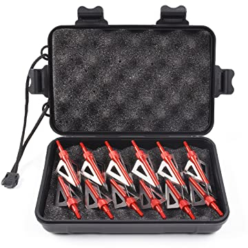 12 Stück Bogenschießen Jagd Jagdspitzen Pfeilspitzen, 100 Körner Outdoor Pfeilspitze Einschraubspitzen mit tragbarer Jagdspitzen Box aus Kunststoff für Compoundbogen und Armbrust