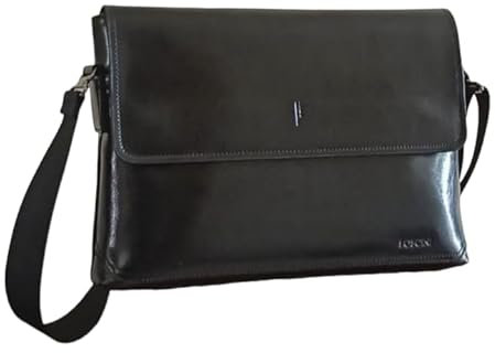 FOSCINI Borsa nera messenger uomo donna in pelle a Tracolla | Porta documenti | porta PC 13 e fogli A4 | per università ufficio lavoro viaggio | nuova collezione 3.0 | elegante leggera