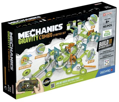 Geomag Mechanik & Schwerkraft Starter-Set 153 Stück, Lern- und Kreativspiel für Kinder, Magnetische Konstruktionen, 153-teilige Packung, Recycelter Kunststoff