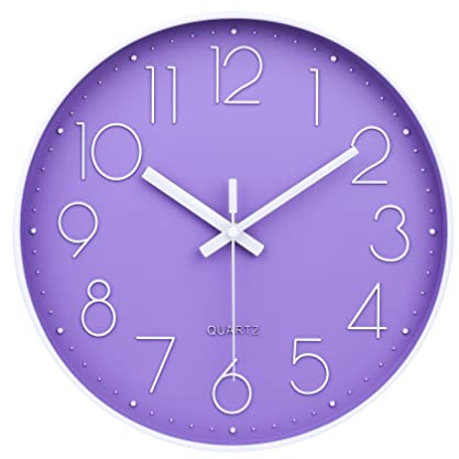 jomparis Orologio da parete viola 30,5 cm, silenzioso, al quarzo, per camera da letto, casa, soggiorno