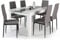 IDMarket - Esstisch-Set Georgia, 140 cm, weiß und grau und 6 Stühle Romane, grau