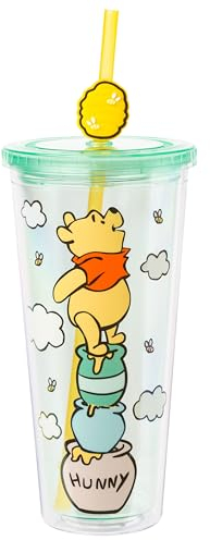 Disney Winnie the Pooh Hunny Pot Carnival Cup With Lid and Straw | Hold 24 Ounce
