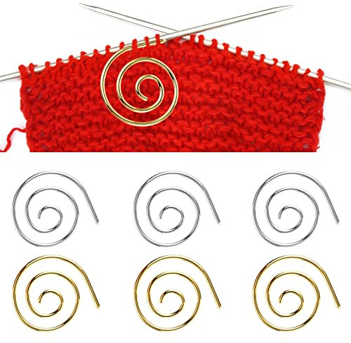 Lusofie 6PCS Spiral Cable Knitting Needle, Spiral Cable Needle Circular Knitting Needles Cable Needles for Knitting Gold/Silver