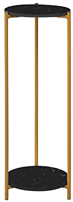 NICEME 90 cm Tall Plant Pot Stand Rack Corner Shelf, Cake Table Tall Side End Table for Living Room, Indoor (Black, Round 2 Tier)