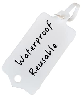 100pcs Reusable Blank Plastic Tags Ties Key Tags 1.45*2.48 Serrated Tension Sealing Strap with Large Label Plastic Tie Mark Label Waterproof Hang Sign Write on Tag (White, 100pcs)