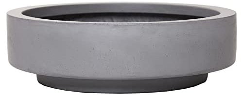 VIVANNO Pflanzschale Blumenschale Dekoschale Fiberglas Escada Low 9x30 Betonoptik Grau