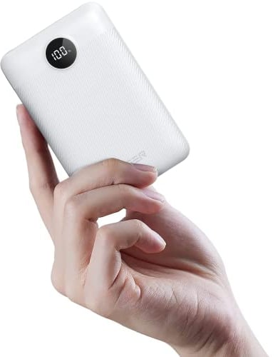 VEGER Batterie Externe 20000mAh, Chargeur Portable avec Charge Rapide PD/QC et Affichage LED, 3 Sorties USB C Power Bank compacte, Compatible avec iPhone/iPad/Samsung/Huawei/Xiaomi, etc. - Blanc