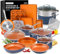 Home Hero Ensemble de casseroles et poêles antiadhésives – Compatible avec l'induction – Batterie de cuisine + ustensiles de cuisson – Antiadhésifs, sans PFOA, passent au four (20 pièces, cuivre)