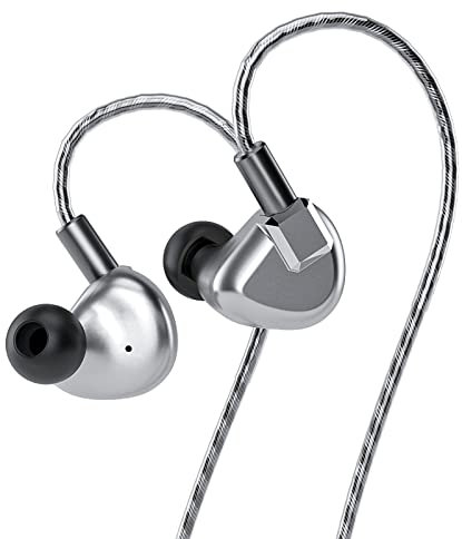 Letshuoer S12 in-Ear Earphone14.8mm Planar Magnetic Driver in Ear Monitors HiFi Wired Headphone with Detachable 2Pin Silver-Plated Monocrystalline Cable for Audiophile Musician(3.5mm, Silver)