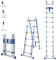 Echelle télescopique articulée 3,8m STEMPAKT, escabeau 2x6 marches pliable professionnel multifonction, H max travail 4,7m, Garantie 5 ans, Hoström