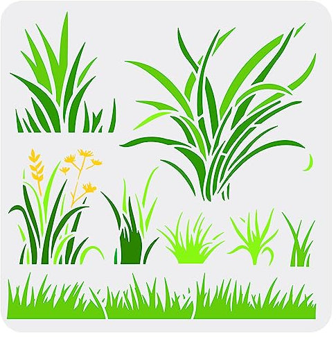 FINGERINSPIRE Pochoir Herbe pour Peinture 30x30cm Gabarit de Dessin Réutilisable Herbe de Roseau Pochoir de Peinture Quenouilles Plastique Feuilles Plantes Motif Pochoir pour Peinture Sur Mur Meubles