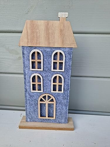 Arinosa Dekohaus Landhaus Weihnachten Holz Filz Grau Weihnachtsdeko 15x4xH29cm