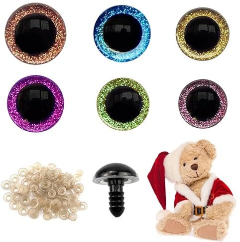 posionks 60 Pcs Safety Eyes for Crochet Toys Plastic Safety Eyes for Amigurumi with Gasket Toy Eyes Crochet Eyes for Crochet Crochet Safety Eyes for Toy Eyes DIY Crafts Plush Toys