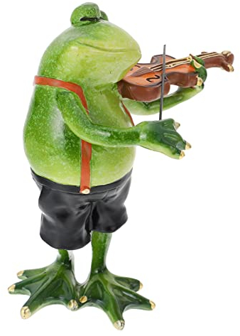 BESPORTBLE 1stk Geigenfrosch Spielen Wetterfrosch Garten Willkommen Figur Garten Yoga Frosch Stein Gartenfiguren & Gartenstatuen Schwimmfiguren Teich Harz Container Büro Empfindlich