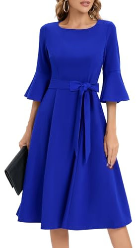 Women's Cocktail Dress A Line Tea Party Midi Graduation Dresses Church Wedding Formal Homecoming Clothing RoyalBlue M