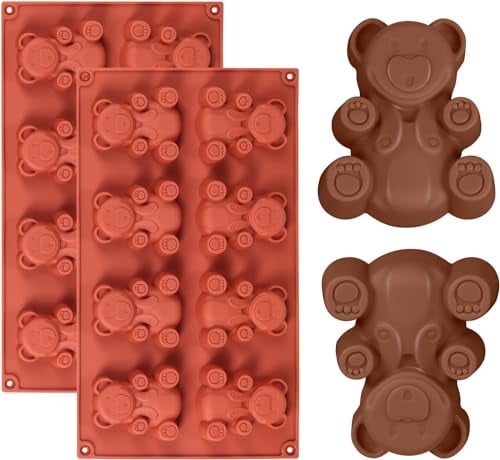 WahYikHo Bär Kuchenform 3D Bär Backform, 2 Stück Bär-Silikonformen Antihaft Bär zum Backen Silikon Backform/Muffinform für Muffins, Cupcakes, Kuchen, Pudding