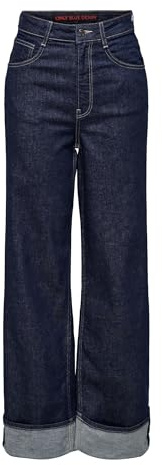 ONLY Damen Jeans Onlmercer Hw Wide Fold Up Red DNM DCC
